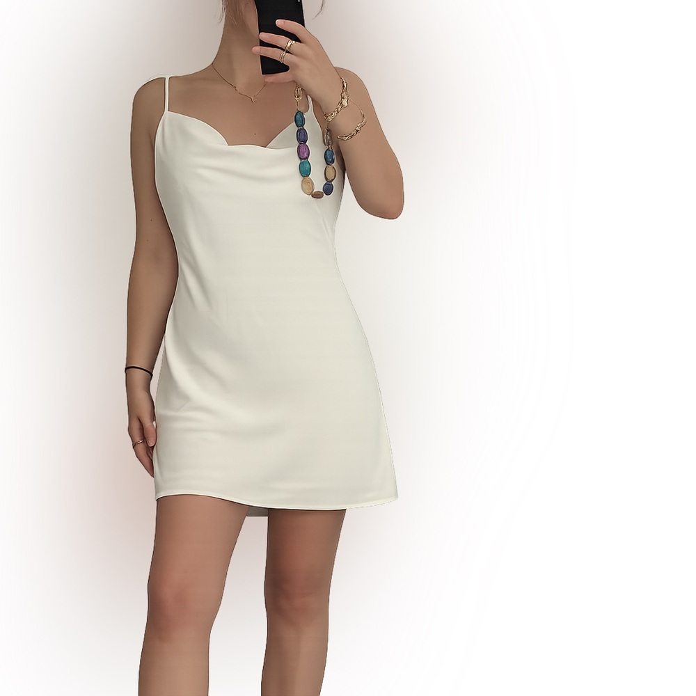 Abercrombie‎ & Fitch Cream Cowl Neck Mini Dress- Size Medium- Bridal